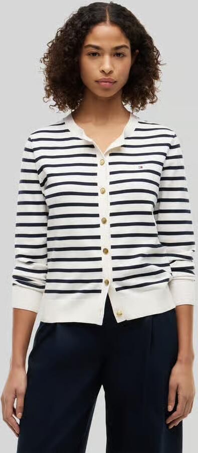 Tommy Hilfiger regular fit gebreid jack van katoenmix met gouden knopen - Foto 5