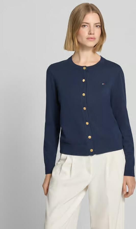 Tommy Hilfiger regular fit gebreid jack van katoenmix met gouden knopen - Foto 4