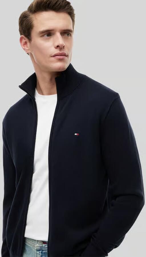Tommy Hilfiger Gebreid jack met logostitching model 'ESSENTIAL' - Foto 3