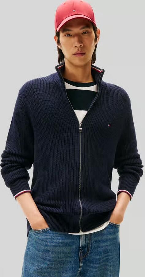 Tommy Hilfiger Regular fit gebreid jack van puur katoen - Foto 3