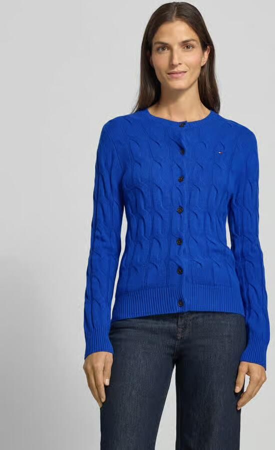 Tommy Hilfiger Regular fit gebreid jack van zuivere wol met kabelpatroon - Foto 2