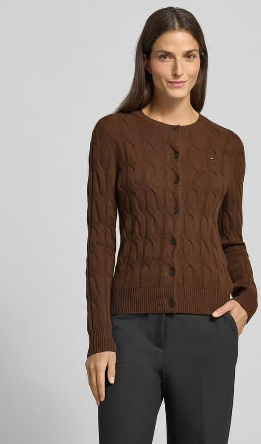 Tommy Hilfiger Regular fit gebreid jack van zuivere wol met kabelpatroon - Foto 2