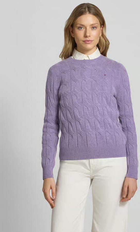 Tommy Hilfiger Gebreide trui SOFT WOOL CABLE C-NK met kabelpatroon van zuivere wol - Foto 7