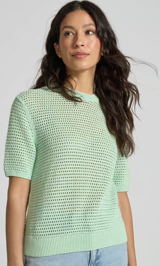 Tommy Hilfiger Regular fit gehaakte pullover van katoenmix