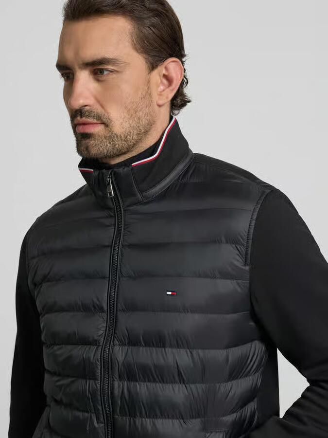 Tommy Hilfiger regular fit gebreid jack met doorgestikte inzet van katoenmix