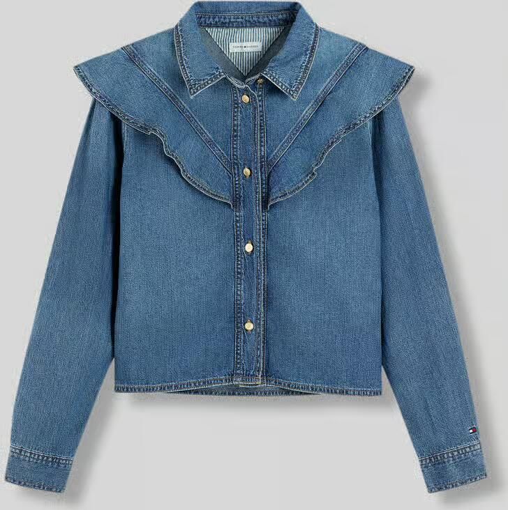 Tommy Hilfiger Regular fit jeansblouse van puur katoen met volants