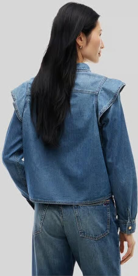 Tommy Hilfiger Regular fit jeansblouse van puur katoen met volants - Foto 2
