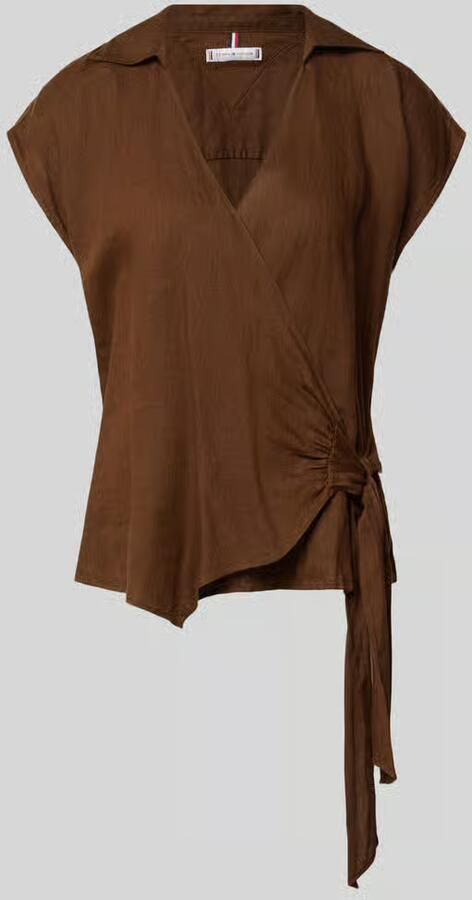 Tommy Hilfiger regular fit linnen blouse in wikkeloptiek - Foto 2