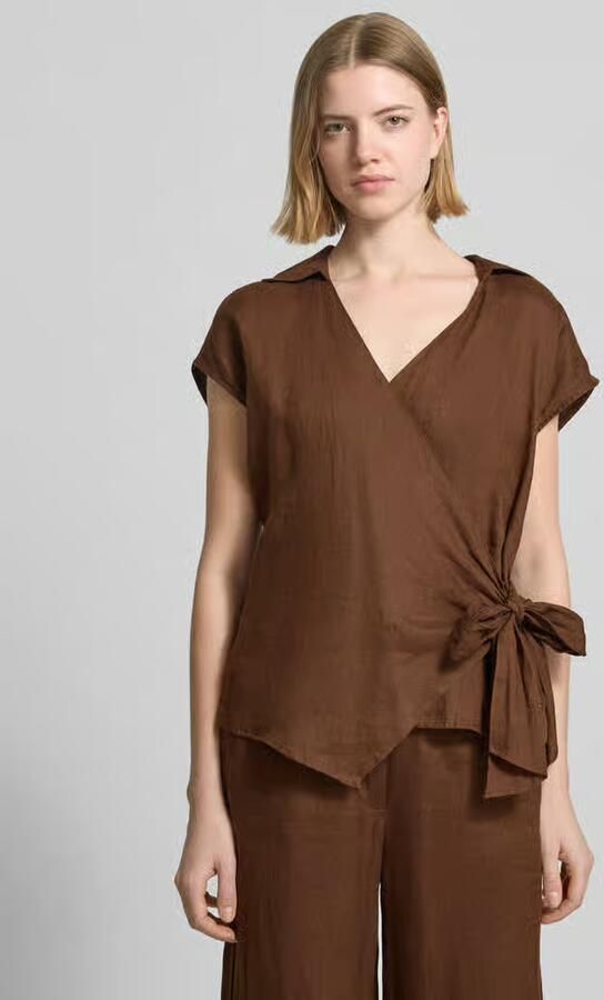 Tommy Hilfiger regular fit linnen blouse in wikkeloptiek - Foto 3