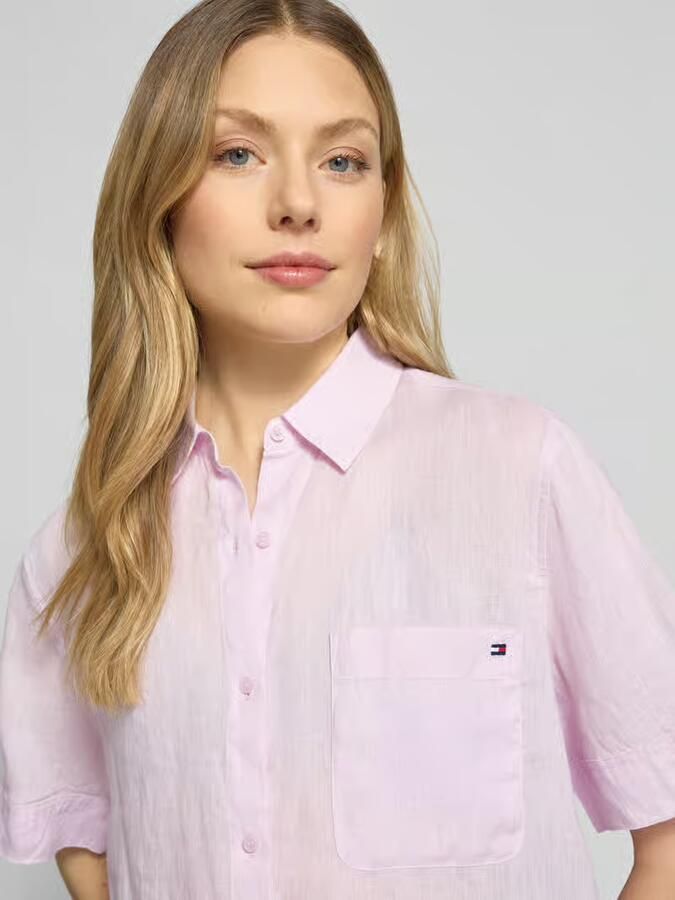 Tommy Hilfiger regular fit linnen blouse met logo-stitching