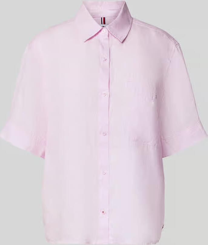 Tommy Hilfiger regular fit linnen blouse met logo-stitching - Foto 2