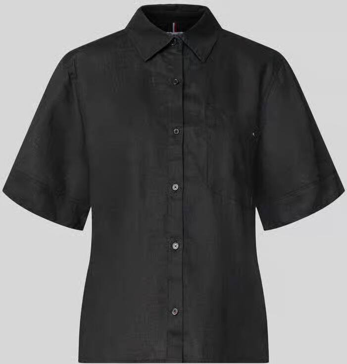 Tommy Hilfiger regular fit linnen blouse met logo-stitching - Foto 2