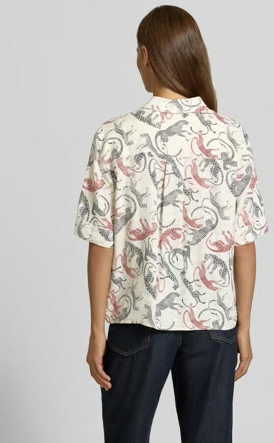Tommy Hilfiger regular fit linnen blouse met logo-stitching