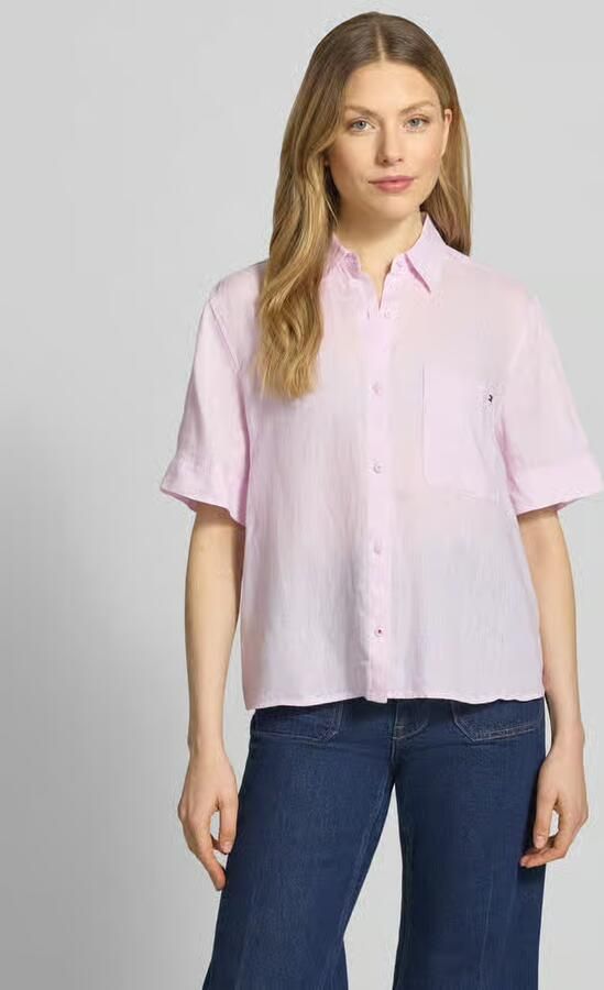 Tommy Hilfiger regular fit linnen blouse met logo-stitching - Foto 2