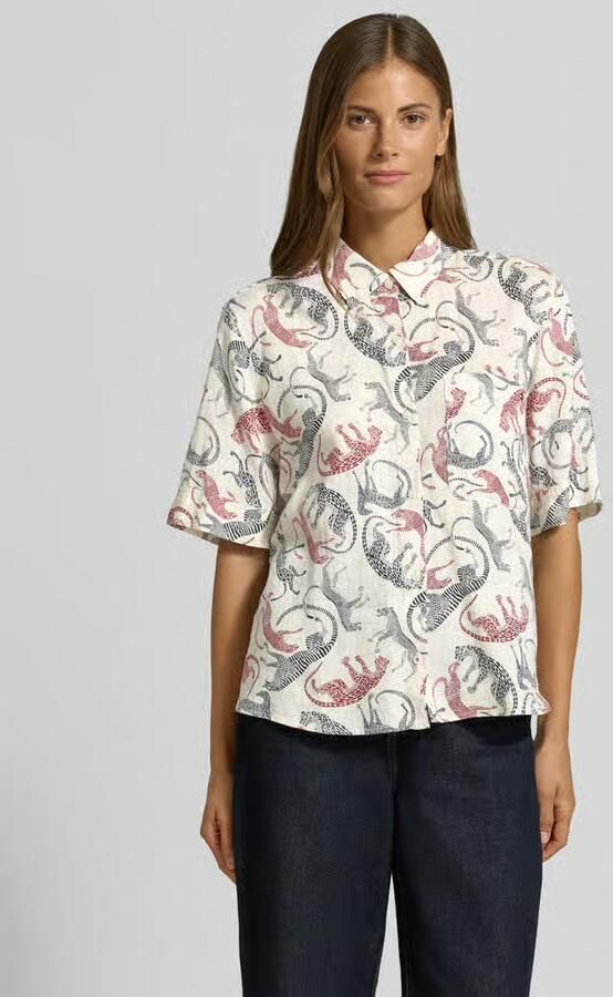 Tommy Hilfiger regular fit linnen blouse met logo-stitching - Foto 4