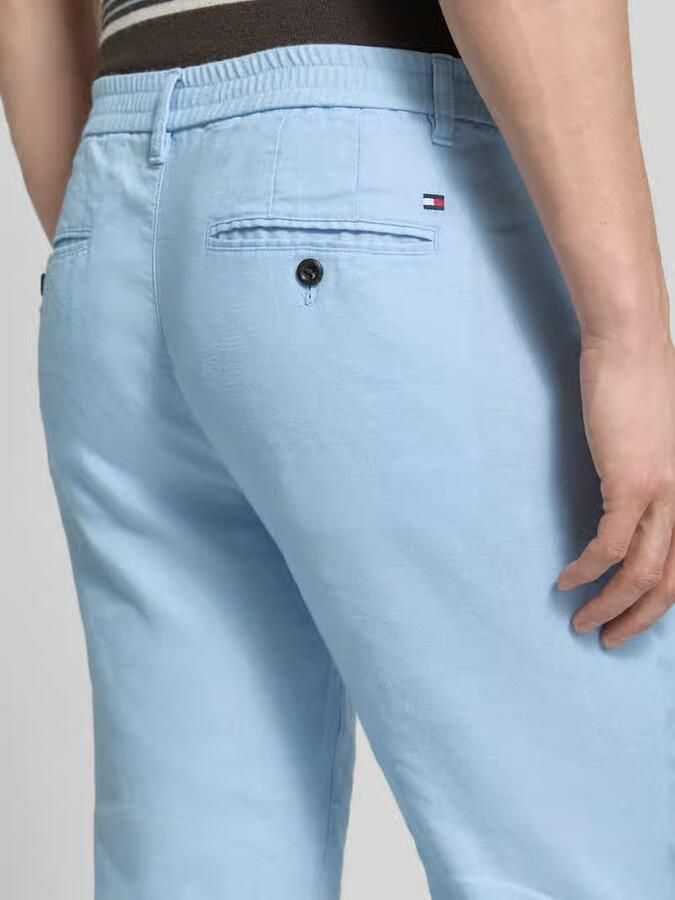 Tommy Hilfiger regular fit linnenbroek met logostitching model 'Denton'