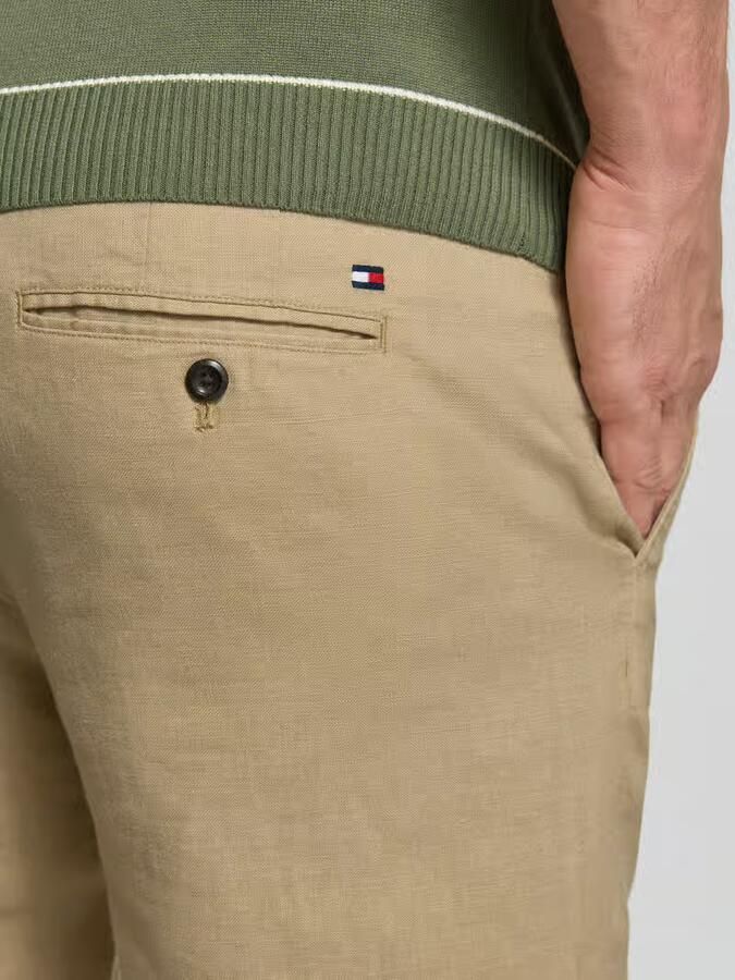 Tommy Hilfiger regular fit linnenbroek met logostitching model 'Denton'
