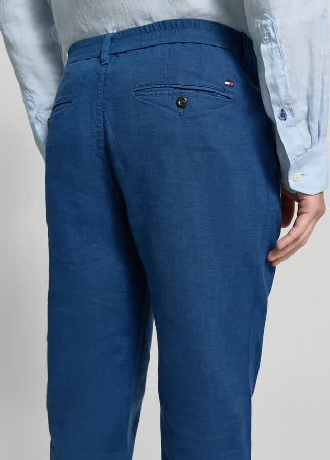 Tommy Hilfiger regular fit linnenbroek met logostitching model 'Denton'
