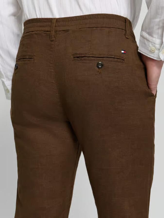 Tommy Hilfiger regular fit linnenbroek met logostitching model 'Denton'