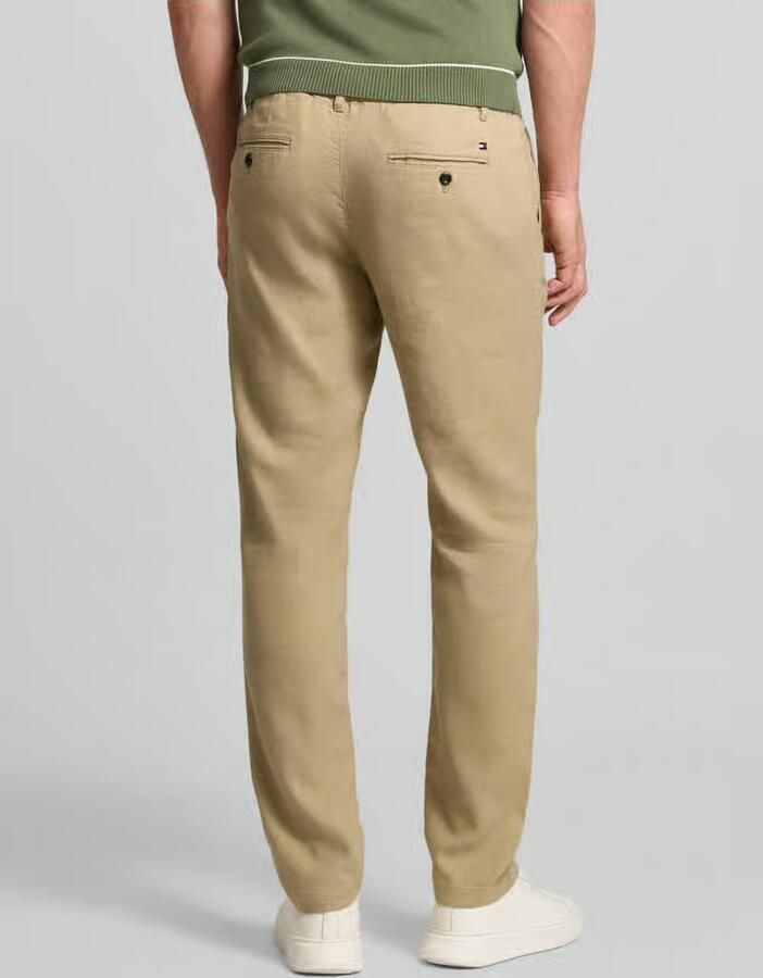 Tommy Hilfiger regular fit linnenbroek met logostitching model 'Denton'