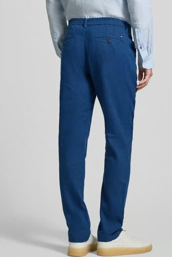 Tommy Hilfiger regular fit linnenbroek met logostitching model 'Denton'