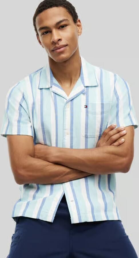 Tommy Hilfiger regular fit overhemd met korte mouwen van puur katoen