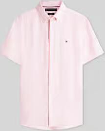 Tommy Hilfiger regular fit overhemd met korte mouwen van puur linnen