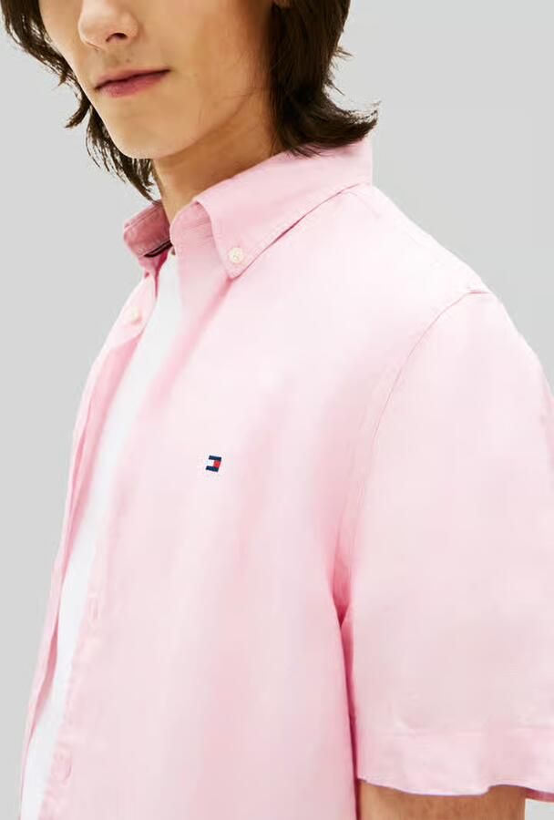 Tommy Hilfiger regular fit overhemd met korte mouwen van puur linnen