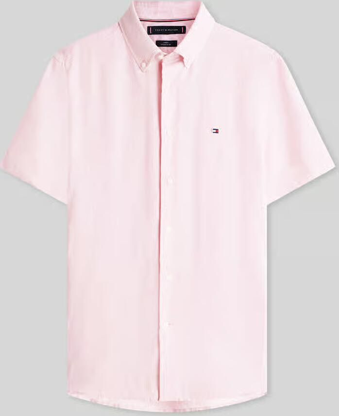 Tommy Hilfiger regular fit overhemd met korte mouwen van puur linnen - Foto 2