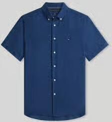 Tommy Hilfiger regular fit overhemd met korte mouwen van puur linnen