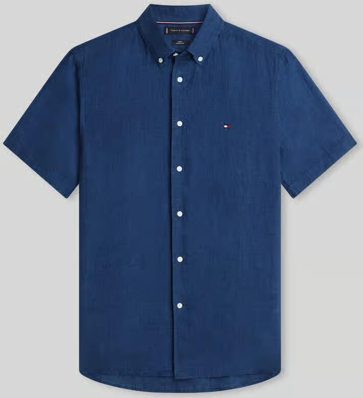 Tommy Hilfiger regular fit overhemd met korte mouwen van puur linnen - Foto 2