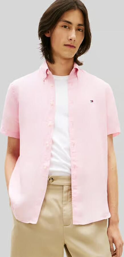 Tommy Hilfiger regular fit overhemd met korte mouwen van puur linnen - Foto 3