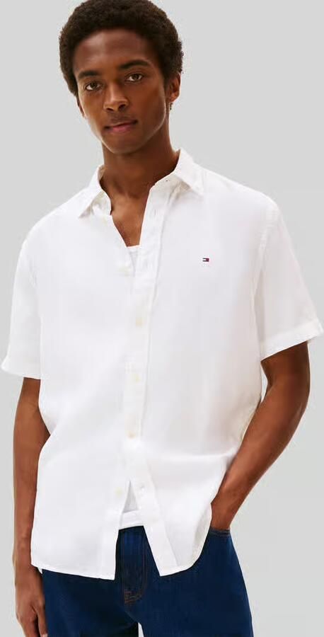 Tommy Hilfiger regular fit overhemd met korte mouwen van puur linnen - Foto 5