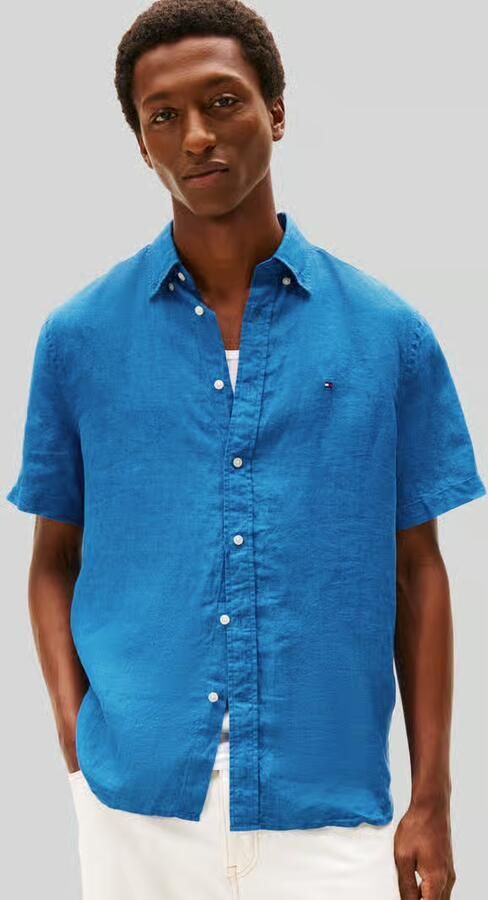 Tommy Hilfiger regular fit overhemd met korte mouwen van puur linnen - Foto 3