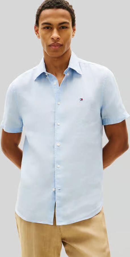 Tommy Hilfiger regular fit overhemd met korte mouwen van puur linnen - Foto 4