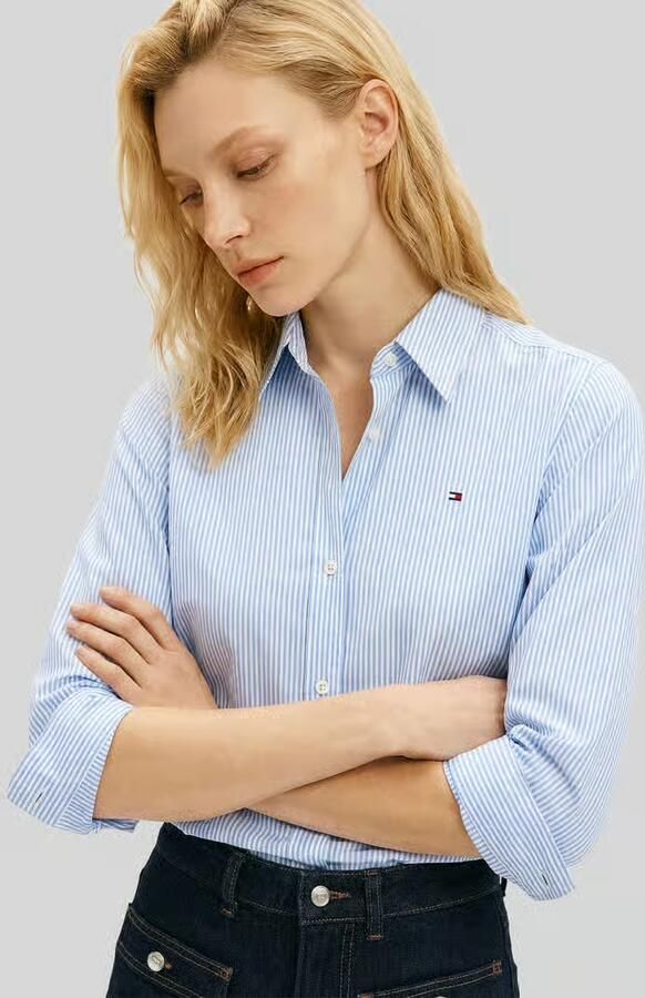 Tommy Hilfiger regular fit overhemdblouse van katoenmix