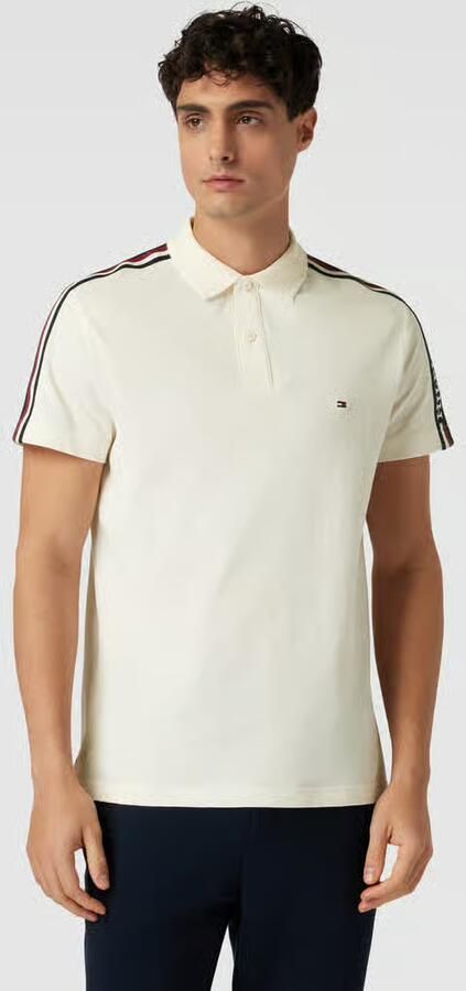 Tommy Hilfiger Heren Polo Shirt met Gestreepte Mouwen en Logo White Heren - Foto 2