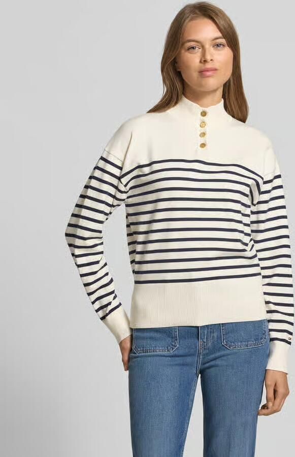 Tommy Hilfiger Gebreide trui CO JERSEY GOLD BTN MOCK-NK SWT - Foto 7