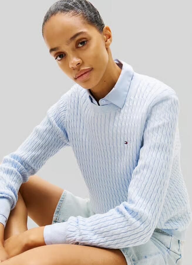 Tommy Hilfiger Trui met ronde hals CO CABLE C-NK LS SWEATER - Foto 3
