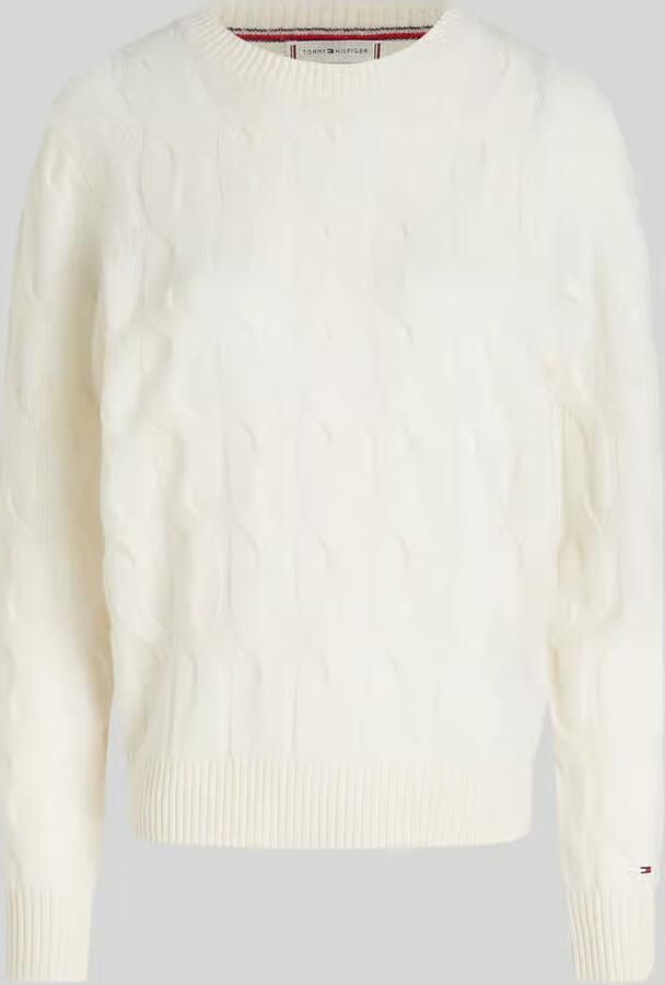 Tommy Hilfiger Gebreide trui SOFT WOOL CABLE C-NK met kabelpatroon ronde hals