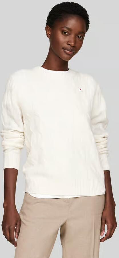 Tommy Hilfiger Gebreide trui SOFT WOOL CABLE C-NK met kabelpatroon ronde hals - Foto 3