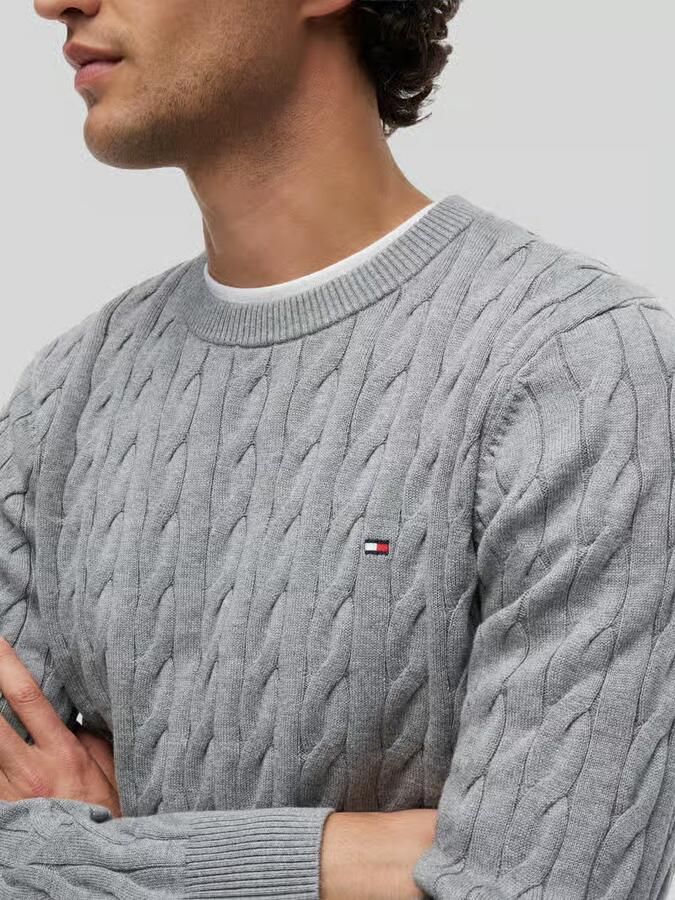 Tommy Hilfiger Gebreide trui CLASSIC CABLE CREW NECK met structuurbreisel en vlaglabel - Foto 8