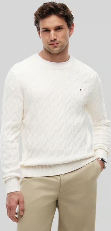 Tommy Hilfiger Gebreide trui CLASSIC CABLE CREW NECK met structuurbreisel en vlaglabel - Foto 19