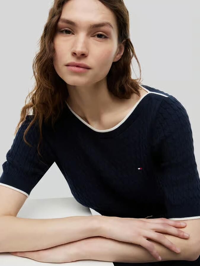Tommy Hilfiger regular fit pullover van puur katoen met korte mouwen