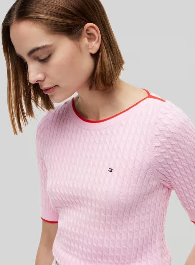 Tommy Hilfiger regular fit pullover van puur katoen met korte mouwen