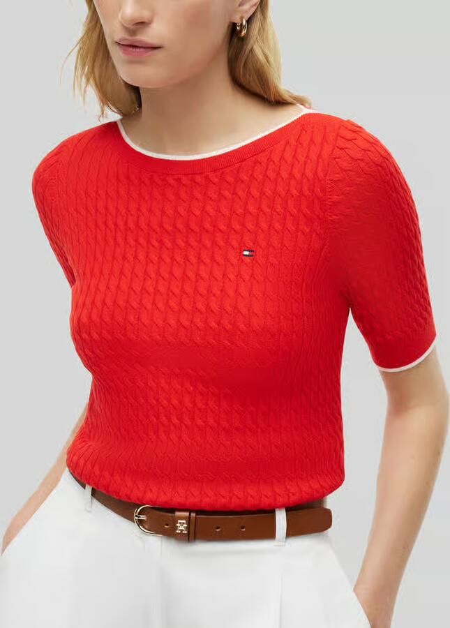 Tommy Hilfiger regular fit pullover van puur katoen met korte mouwen