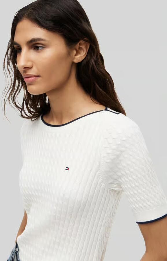Tommy Hilfiger regular fit pullover van puur katoen met korte mouwen