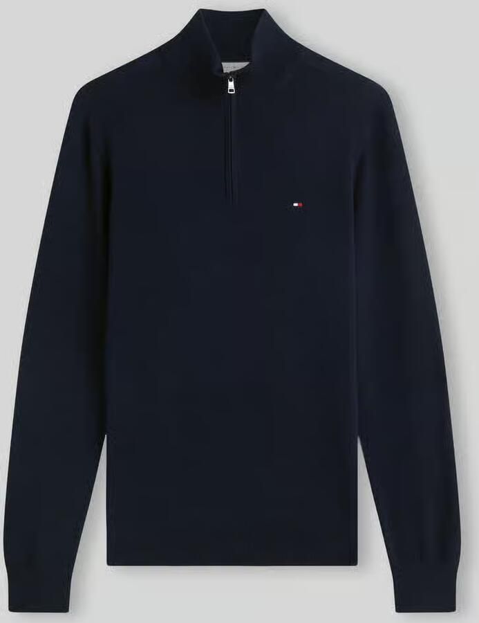 TOMMY HILFIGER Heren Truien & Vesten Essential Cotton Zip Mock Donkerblauw