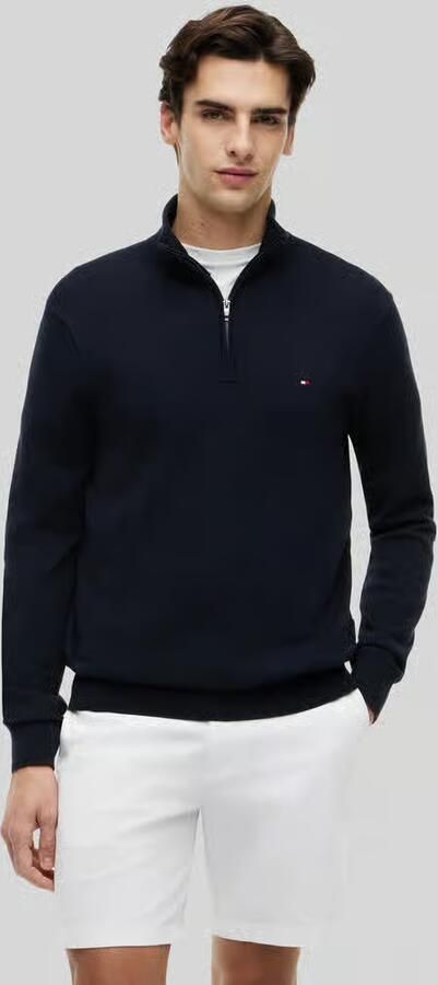 TOMMY HILFIGER Heren Truien & Vesten Essential Cotton Zip Mock Donkerblauw - Foto 8