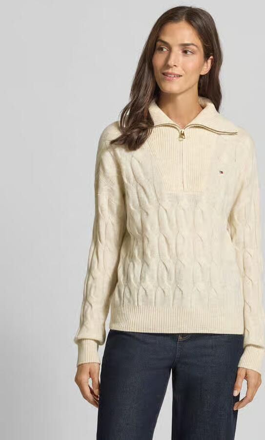 TOMMY HILFIGER Dames Truien & Vesten Soft Wool Cable 1 2 Zip Ls Swt Creme - Foto 6